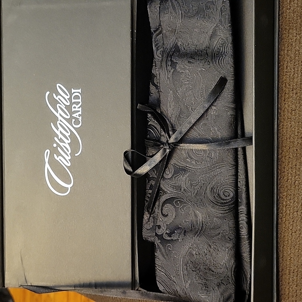 CRISTOFORO CARDI PAISLEY PATTERN BLACK NECKTIE